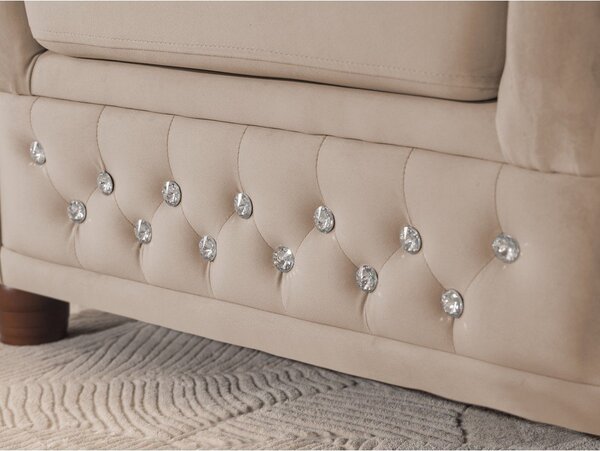 Divano angolare beige allungabile (con penisola a destra/a L) con rivestimento in velluto York Blik – Ropez