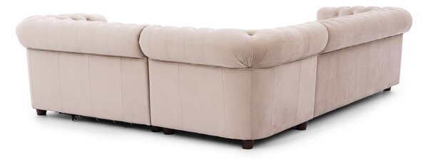 Divano angolare beige allungabile (con penisola a destra/a L) con rivestimento in velluto York Blik – Ropez