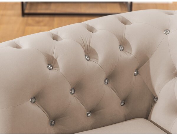 Divano angolare beige allungabile (con penisola a destra/a L) con rivestimento in velluto York Blik – Ropez