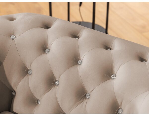 Divano angolare beige allungabile (con penisola a destra/a L) con rivestimento in velluto York Blik – Ropez