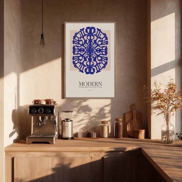 Dipinto stampato con cornice inclusa 60x90 cm Blue Folklore – Styler