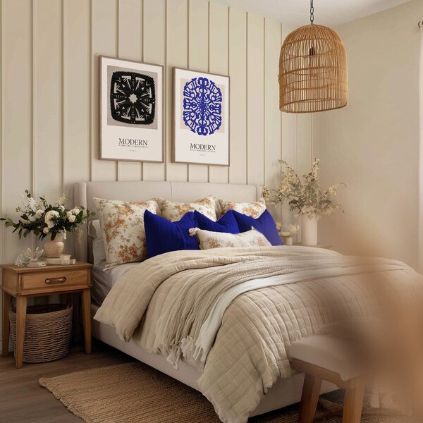 Dipinto stampato con cornice inclusa 60x90 cm Blue Folklore – Styler