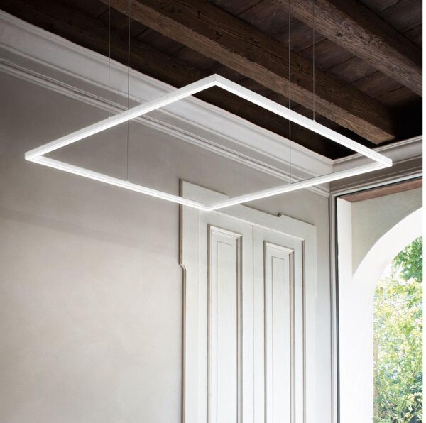 Ideal Lux - Lampadario LED sospeso su cavo ORACLE SLIM LED/44W/230V 3000K 70x70 cm bianco