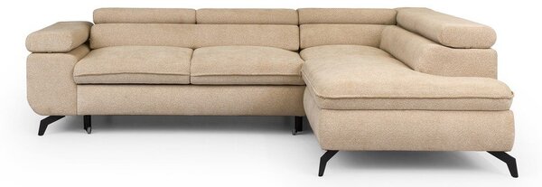 Divano angolare beige (con penisola a destra/a L) con rivestimento in ciniglia Marbeya – Ropez