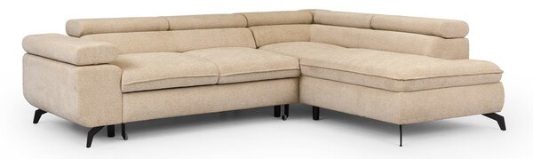 Divano angolare beige (con penisola a destra/a L) con rivestimento in ciniglia Marbeya – Ropez