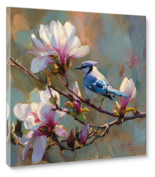 Dipinto stampato dipinto su tela 32x32 cm Bluejay & Blossom – Styler