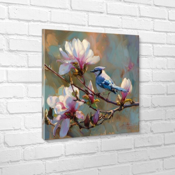 Dipinto stampato dipinto su tela 32x32 cm Bluejay & Blossom – Styler