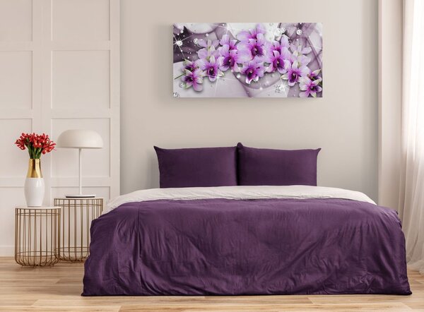 Runa Art Quadro Fiori Astratti Su Tela Non Tessuta 5 Pezzi - Viola, Per Camera Da Letto E Corridoio - 5