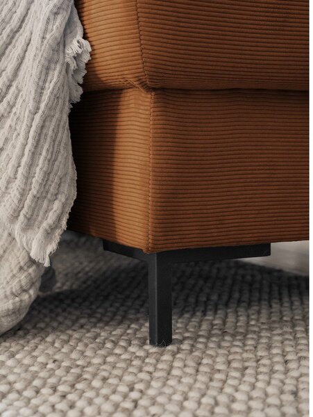 Divano letto angolare in velluto a coste arancione (angolo sinistro) Lofty Lilly - Miuform