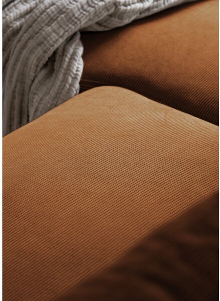 Divano letto angolare in velluto a coste arancione (angolo sinistro) Lofty Lilly - Miuform