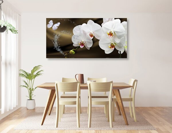 Quadro su tela – Orchidea e farfalla