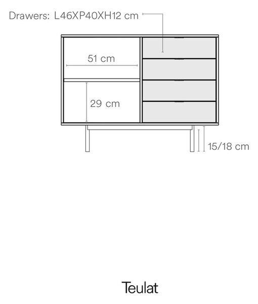Cassettiera bassa bianca effetto rovere 108x80 cm Sierra - Teulat
