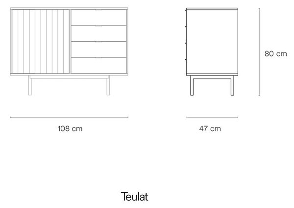 Cassettiera bassa bianca effetto rovere 108x80 cm Sierra - Teulat