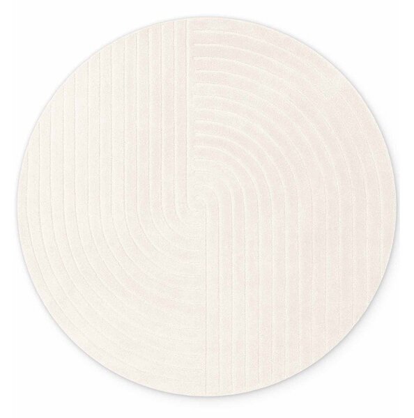 Tappeto rotondo color crema in lana tessuto a mano ø 120 cm Arcura – Vikosa