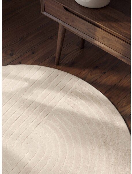 Tappeto rotondo color crema in lana tessuto a mano ø 120 cm Arcura – Vikosa