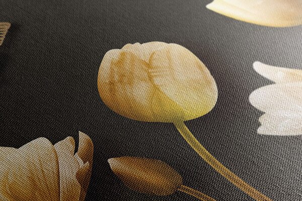 Quadro su tela – Tulipani con motivo dorato