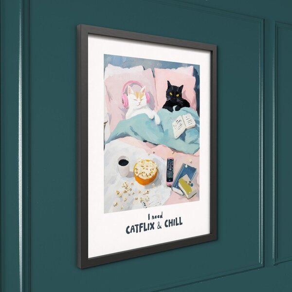 Dipinto stampato con cornice inclusa 30x40 cm Catflix – Styler