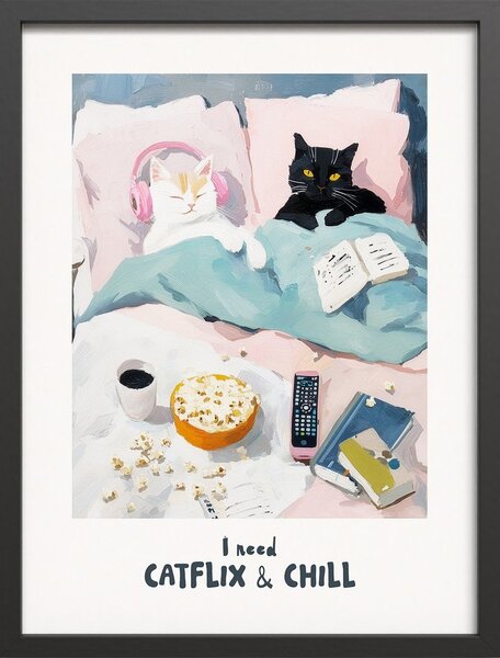 Dipinto stampato con cornice inclusa 30x40 cm Catflix – Styler