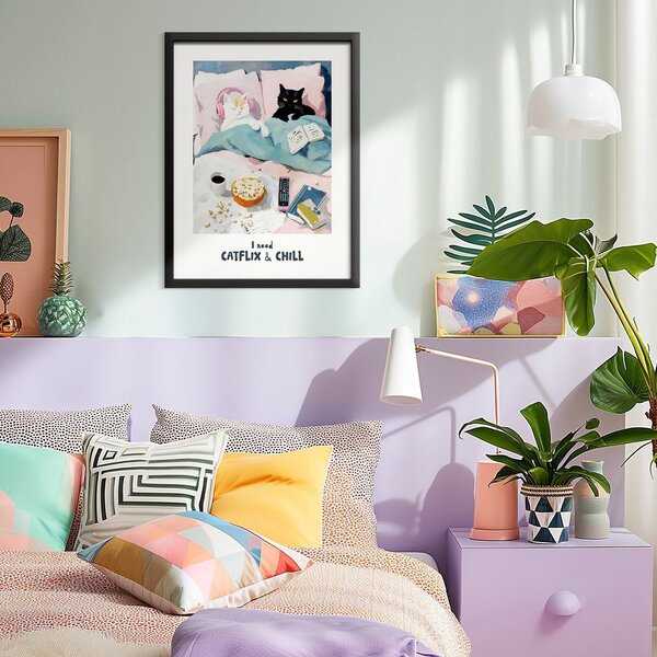 Dipinto stampato con cornice inclusa 30x40 cm Catflix – Styler