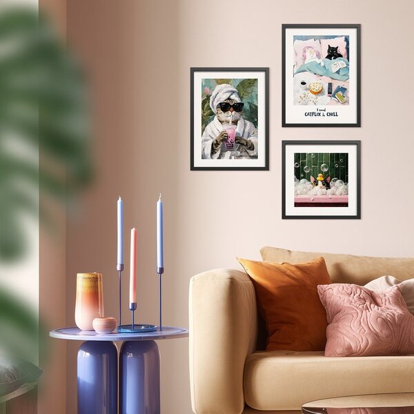 Dipinto stampato con cornice inclusa 30x40 cm Catflix – Styler