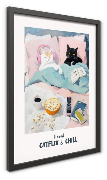 Dipinto stampato con cornice inclusa 30x40 cm Catflix – Styler