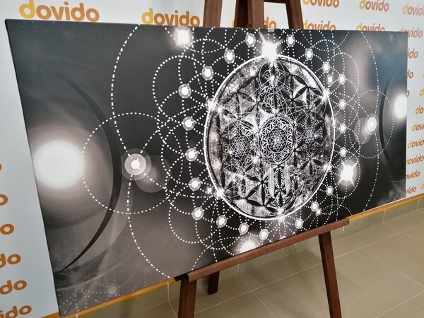 Stampa su tela – Mandala affascinante in bianco e nero