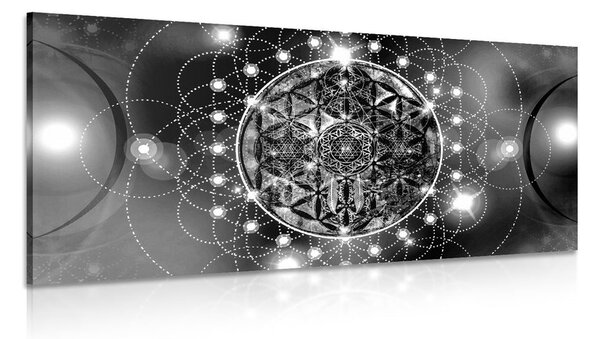 Stampa su tela – Mandala affascinante in bianco e nero