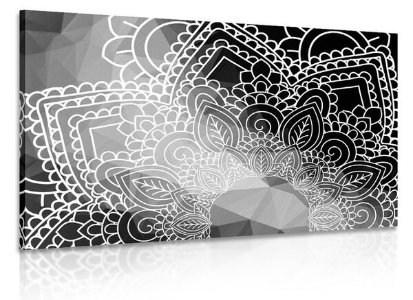 Quadro su tela – Elementi di Mandala in bianco e nero