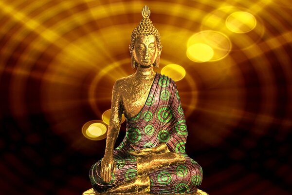 Stampa su tela – Statua di Buddha con sfondo astratto