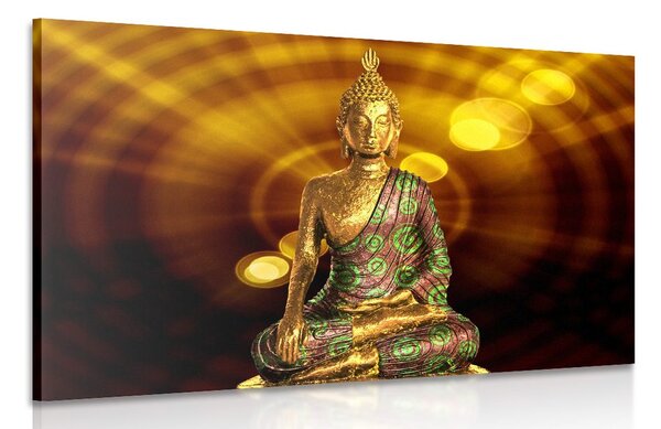 Stampa su tela – Statua di Buddha con sfondo astratto