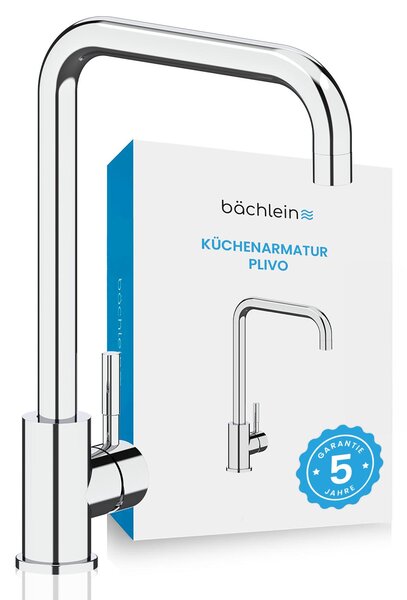 Rubinetto da cucina Bächlein girevole a 360° - in cromo - miscelatore monocomando per lavello con bocca girevole a 360°, rubinetto da cucina