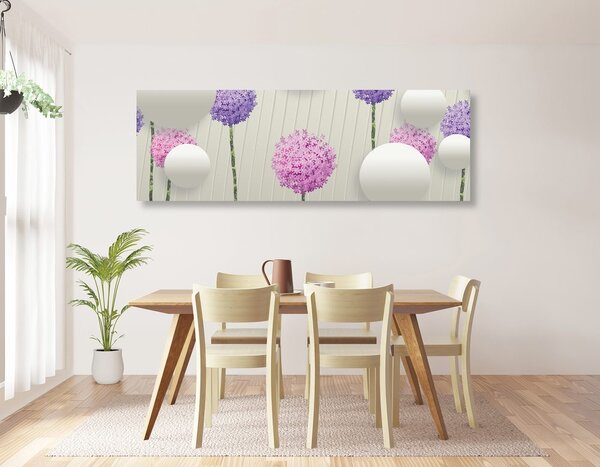 Quadro su tela – Fiori interessanti con elementi e motivi astratti