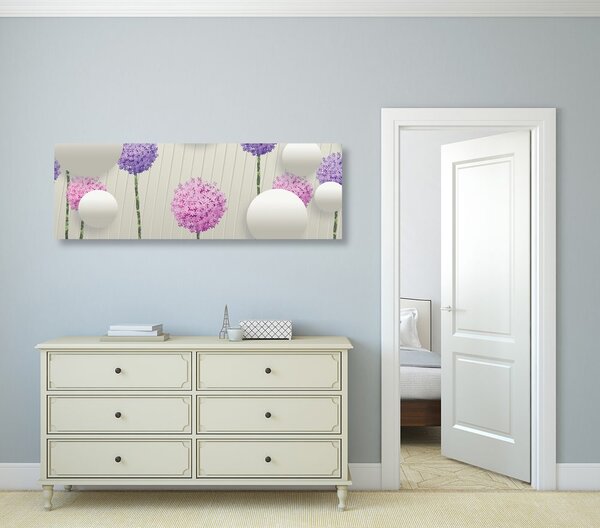 Quadro su tela – Fiori interessanti con elementi e motivi astratti