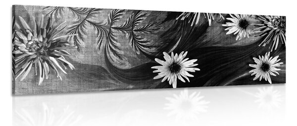 Stampa su tela – Fiori su sfondo in bianco e nero
