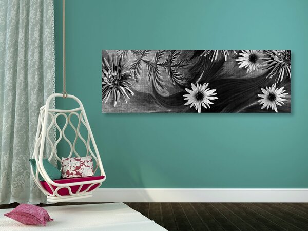 Stampa su tela – Fiori su sfondo in bianco e nero