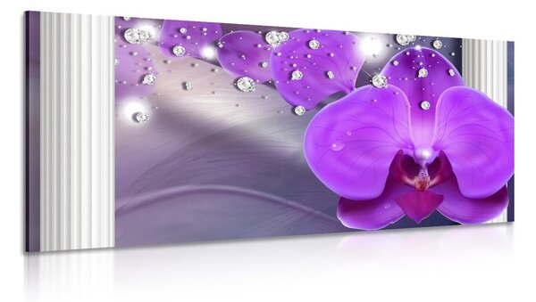 Quadro su tela – Orchidea presso colonne greche