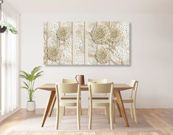 Stampa su tela – Fiori astratti su sfondo di marmo