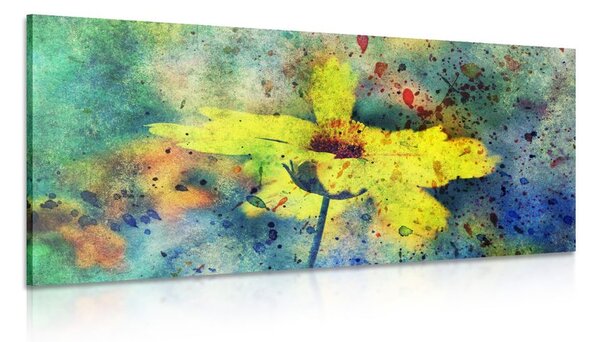 Stampa su tela – Fiore giallo con tocco vintage