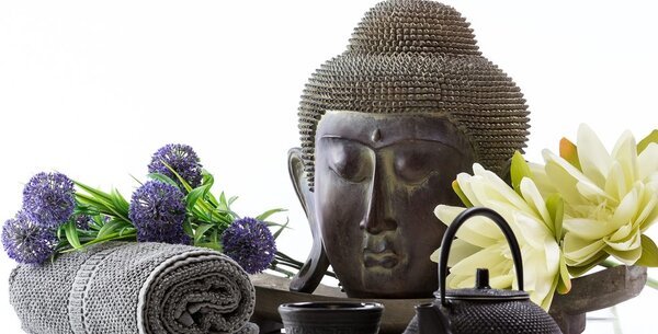Quadro su tela – Natura morta wellness con Buddha