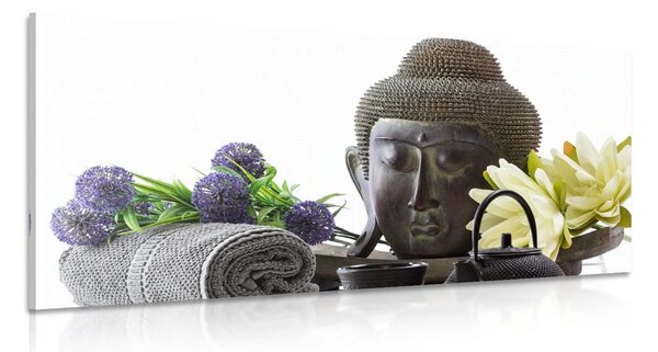 Quadro su tela – Natura morta wellness con Buddha