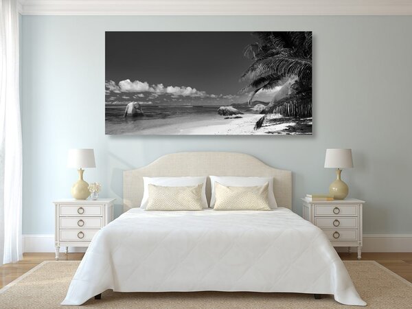 Quadro su tela – Spiaggia Anse Source in bianco e nero