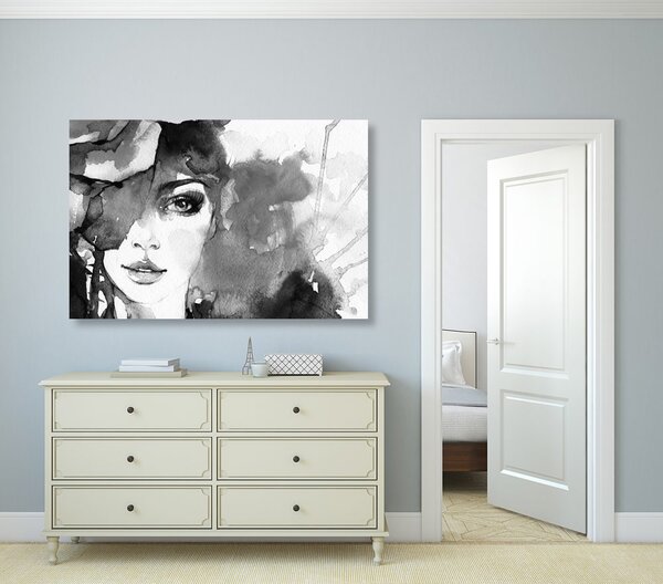 Quadro su tela – Ritratto di donna in bianco e nero