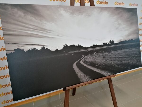 Stampa su tela – Tramonto sul paesaggio in bianco e nero