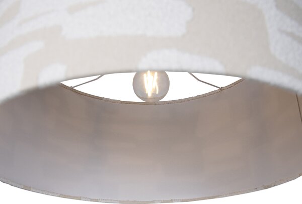 Lampada da terra in ottone con paralume a righe bianche e beige 50 cm - XXL