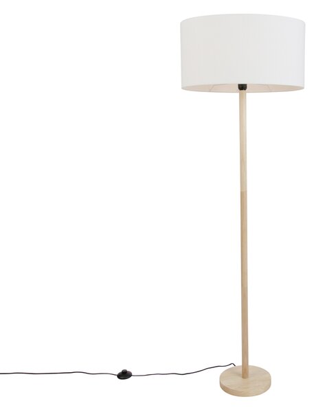 Lampada da terra in legno con paralume ovale in lino bianco 50cm - Mels