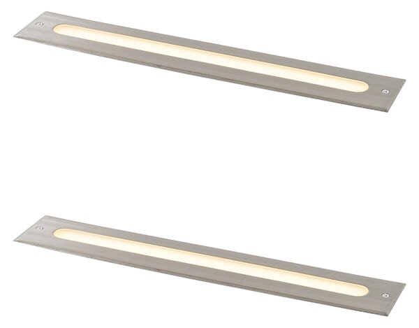 Set di 2 faretti da terra moderni in acciaio 50 cm LED inclusi IP65 - Eline