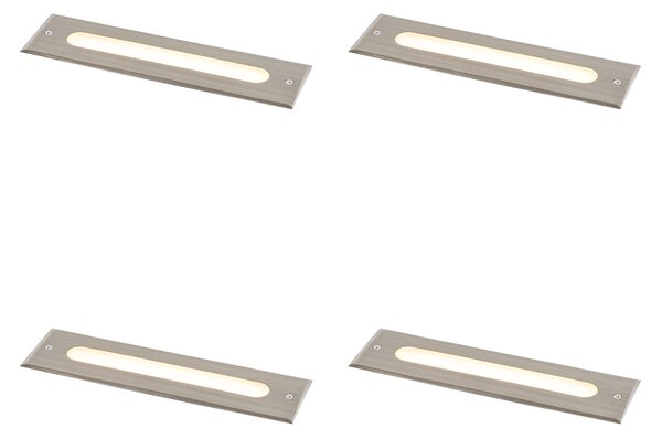 Set di 4 faretti da terra moderni in acciaio 30 cm LED inclusi IP65 - Eline