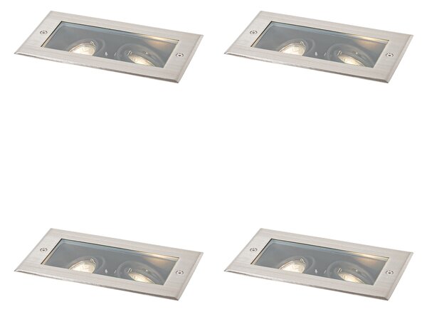 Set di 4 faretti da terra moderni in acciaio 2-luci regolabili IP65 - Oneon