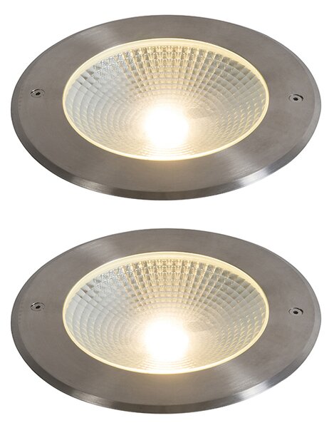 Set di 2 faretti da terra moderni in acciaio con LED 20W - Bridge