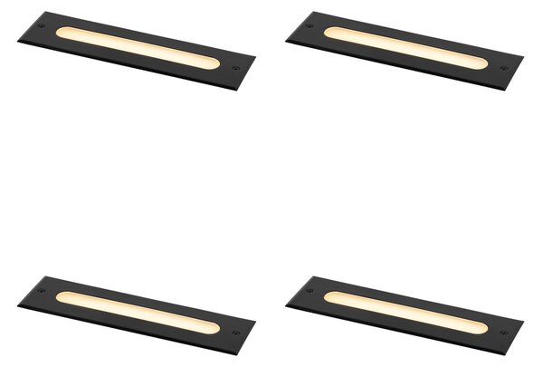 Set di 4 faretti da terra moderni neri 30 cm con LED IP65 - Eline